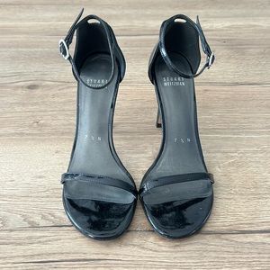 Stuart Weitzman NudistSong Black Patent Leather 7.5 Narrow